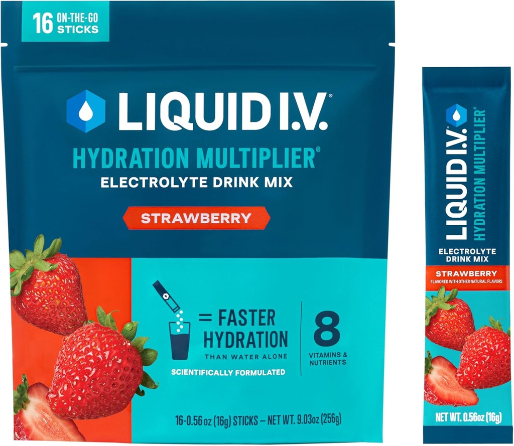 Liquid I.V.® Hydration Multiplier - Strawberry | Electrolyte Powder Drink Mix | 1 Pack (16 Servings) (One Size)