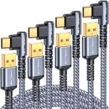 MRGLAS USB C Cable 3.2A【Upgraded 90°& Gold-Plated】, [4-Pack,10+6.6+3.3+1.6FT] Type C Fast Charging Cable Right Angle Nylon Braided USB A to USBC Cord for iPhone 17/16 Samsung S25 Ultra S10 Note 10 (One Size)