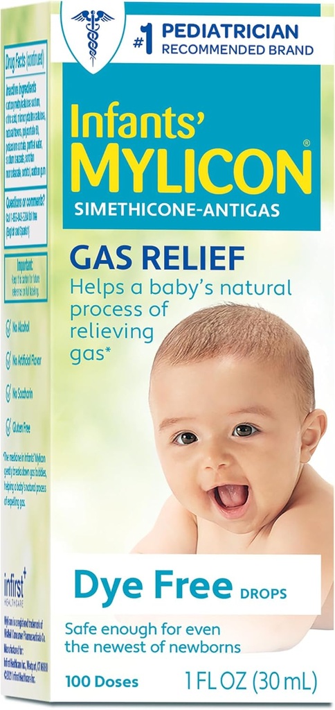 MYLICON Infants Gas Relief Drops for Infants and Babies, Dye Free Formula, 1 Fluid Ounce (One Size)