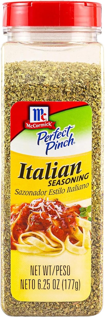 McCormick Italian Seasoning, Blend of Marjoram, Thyme, Rosemary, Sage, Savory, Oregano, and Basil, For Creating Memorable Flavor While Cooking or Dining, For Pizza, Salad, Veggies & More, 6.25 oz (One Size)