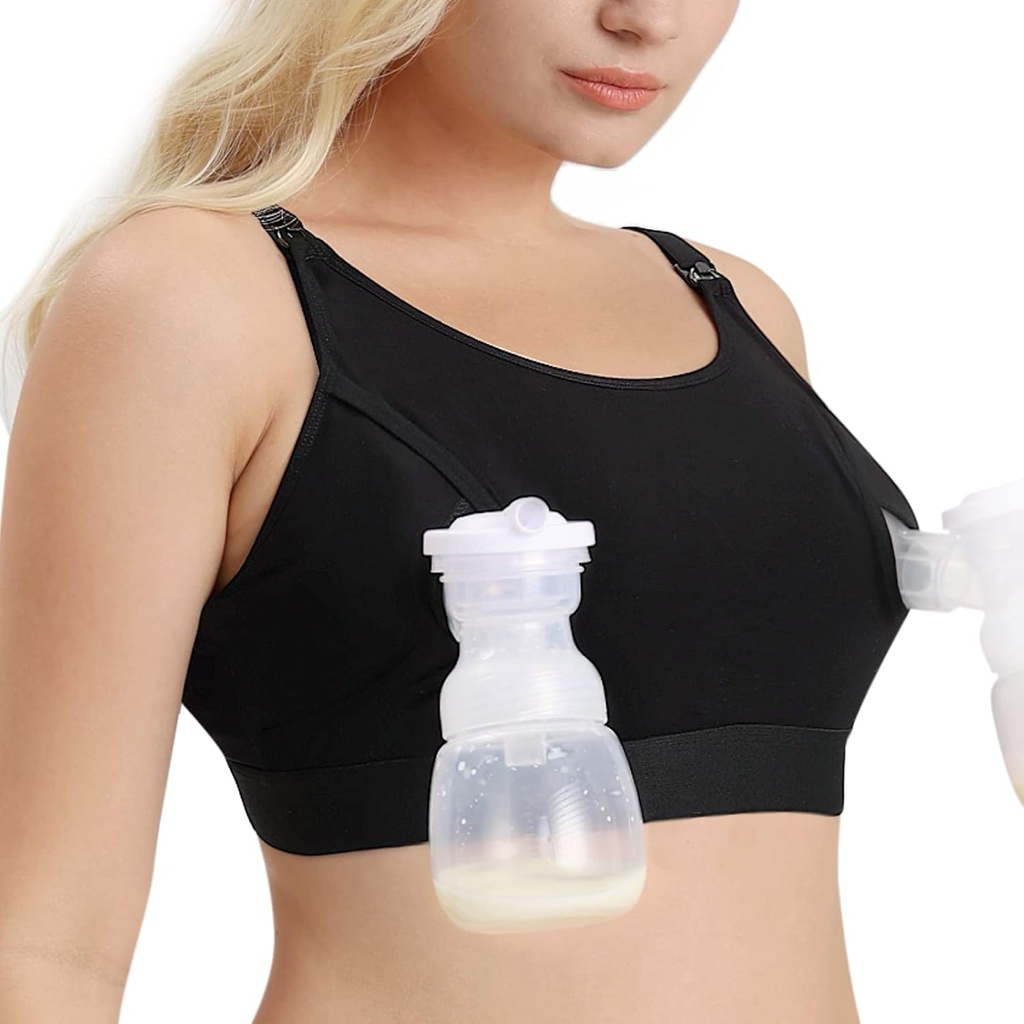 Momcozy Hands Free Pumping Bra, Adjustable Breast-Pumps Holding and Nursing Bra, Pumping & Nursing Bra in One (One Size)