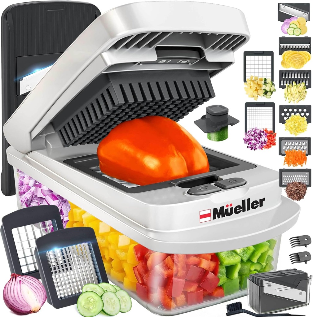 Mueller The Real Original Pro Chopper since 2013 Vegetable Chopper Mandoline Slicer, 8 Blade Food Veggie Chopper Onion Vegetable Cutter with Container, Kitchen Gadgets & Essentials, (10 in 1) (One Size)