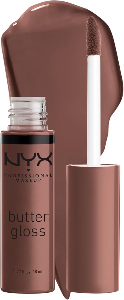 NYX PROFESSIONAL MAKEUP Butter Gloss, Non-Sticky Lip Gloss - Ginger Snap (Chocolate Brown)