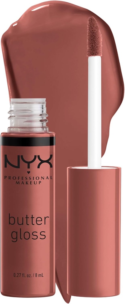 NYX PROFESSIONAL MAKEUP Butter Gloss, Non-Sticky Lip Gloss - Praline (Deep Nude) (One Size)