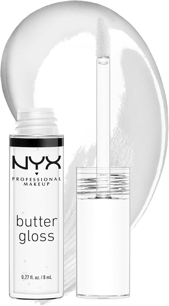 NYX PROFESSIONAL MAKEUP Butter Gloss, Non-Sticky Lip Gloss - Sugar Glass ,Clear (One Size)