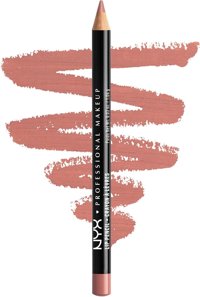 NYX PROFESSIONAL MAKEUP Slim Lip Pencil, Long-Lasting Creamy Lip Liner - Nude Pink (One Size)