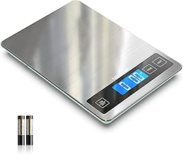 Nicewell Food Scale, 22lb Digital Kitchen Scale Weight Grams and oz for Cooking Baking, 1g/0.1oz Precise Graduation, Stainless Steel and Tempered Glass (Ash Silver) (One Size)