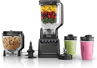 Ninja Kitchen System | All-in-One for Smoothies, Frozen Drinks, Veggie Chopper & More | With Full-Size Pitcher, 8 Cup Food Processor Bowl, (2) 18 oz. Cups, | 1200 Watt | Dark Grey | BR601AMZ (One Size)