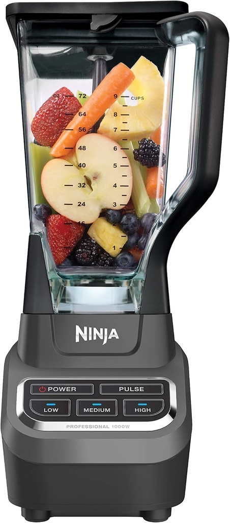 Ninja Professional Blender 1000W, Total Crushing Technology- Smoothies, Ice Crushing & Frozen Fruit, Full-Size Countertop Blender, 72-oz. Pitcher, Black & Grey, BL610 (One Size)