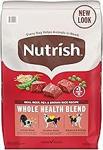 Nutrish Dry Dog Food, Real Beef, Pea & Brown Rice Recipe Whole Health Blend for Adult Dogs, 40 lb. Bag, Packaging May Vary (Rachael Ray) (One Size)
