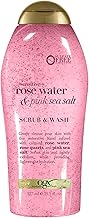 OGX Sensitive + Rose Water & Pink Sea Salt Exfoliating Body Scrub + Rose Quartz, Gentle Exfoliating Daily Body Wash Softens Skin, Body Scrub for Women, Sulfate-Free Surfactants, 19.5 fl oz (One Size)