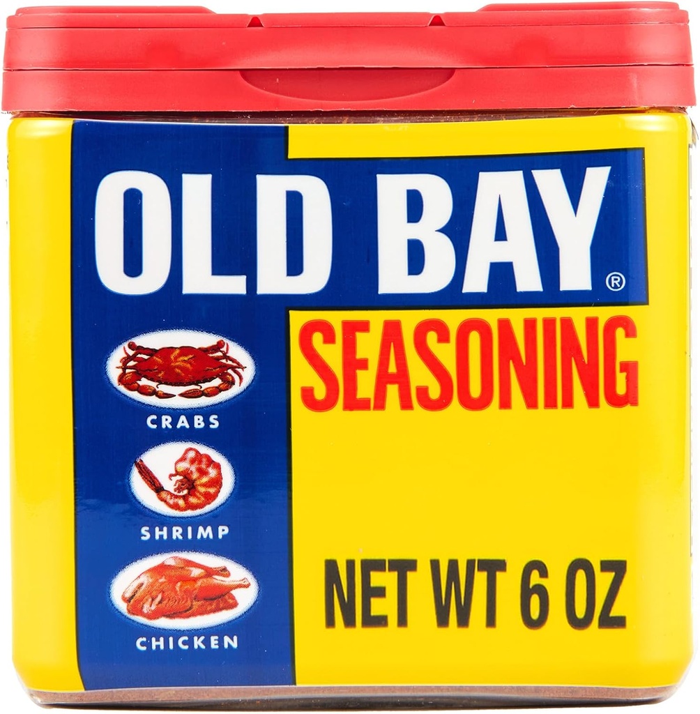 OLD BAY Seasoning, Classic Seafood, Non GMO, Gluten Free, Unique Blend of 18 Herbs & Spices for Shrimp, Crab Dip, Seafood & More, 6 oz (One Size)