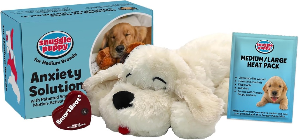 Original Snuggle Puppy Heartbeat Puppy Toy - Heartbeat Puppy for Dogs - Pet Anxiety Relief and Calming Aid - Comfort Dog Toy - Behavioral Training and Sleep Aid Cuddle buddy - Crate Training Essential (One Size)