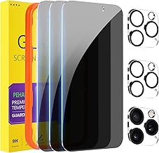 PEHAEL 3+3 Pack for iPhone 16 Pro Max Privacy Screen Protector with Camera Lens Protector Full Coverage Anti-Spy Tempered Glass Film 9H Hardness Easy Installation Bubble Free [6.9 inch] (One Size)