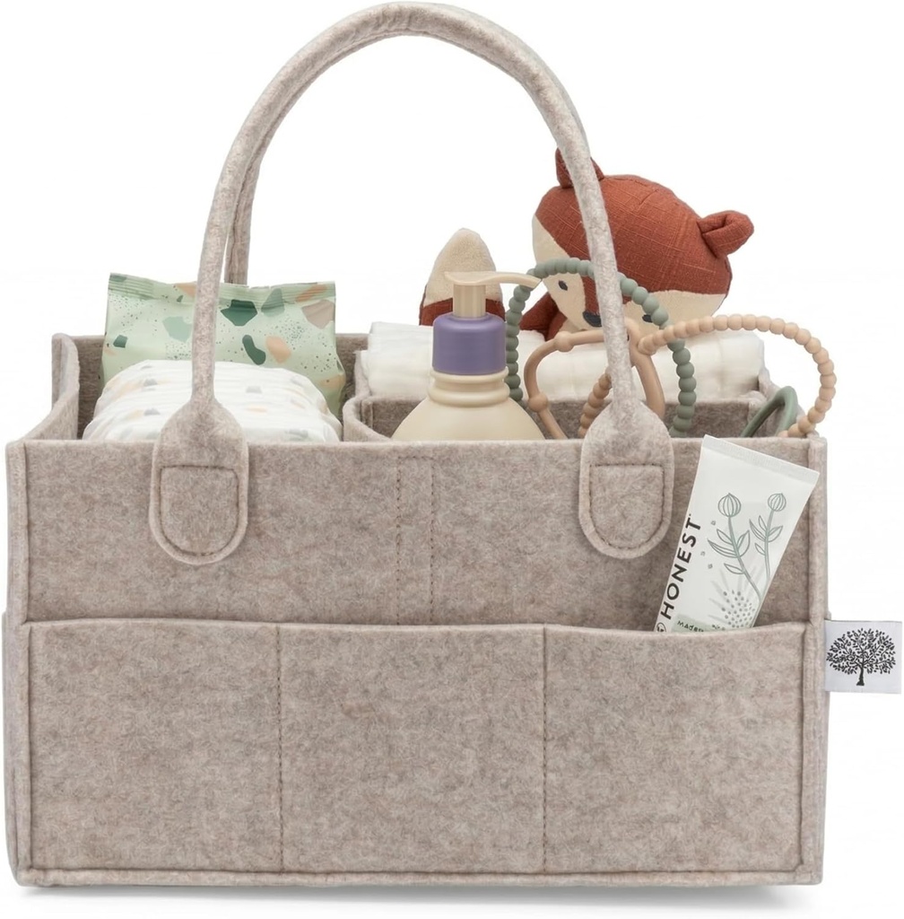 Parker Baby Diaper Caddy - Nursery Storage Bin and Car Organizer for Diapers and Baby Wipes - Oatmeal, Regular (One Size)