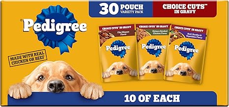 Pedigree Choice Cuts in Gravy Adult Soft Wet Dog Food Variety Pack, 3.5 oz. Pouches, 30-Count