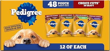 Pedigree Choice Cuts in Gravy Wet Dog Food, Adult Soft Wet Dog Food, Variety Pack, 3.5 oz. Pouches, 48 Count (One Size)