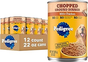 Pedigree Chopped Ground Dinner Adult Soft Wet Dog Food with Chicken, 22 oz. Cans 12 Count (One Size)
