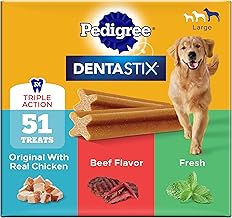 Pedigree Dentastix Large Dog Treats, Original, Beef & Fresh, 2.73 lb. Variety Pack (51 Treats Total) (One Size)