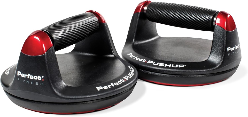 Perfect Pushup Elite - Rotating Handle Design with Steel Ball Bearings for Smooth, Effortless Handle Rotation - Ergonomic Grips, 8" Base & Textured, Non-Slip Bottom Treads - Supports up to 400lbs (One Size)
