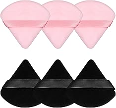 Pimoys 6 Pieces Powder Puff Valentines Day Gifts for Her Face Makeup Sponge Soft Velour Triangle Powder Puffs Beauty Sponge for Loose Powder (Black, Pink)