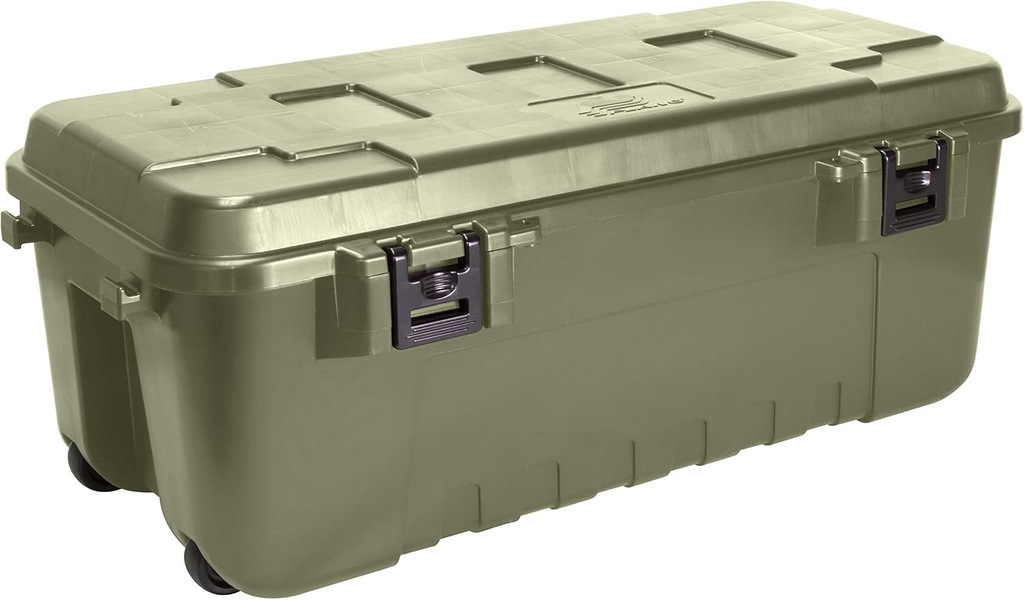 Plano Storage Trunk with Wheels, Green, 108-Quart, Lockable Storage Box, Rolling Airline Approved Sportsman Trunk, Hunting Gear and Ammunition Bin, Heavy-Duty Containers for Camping (One Size)
