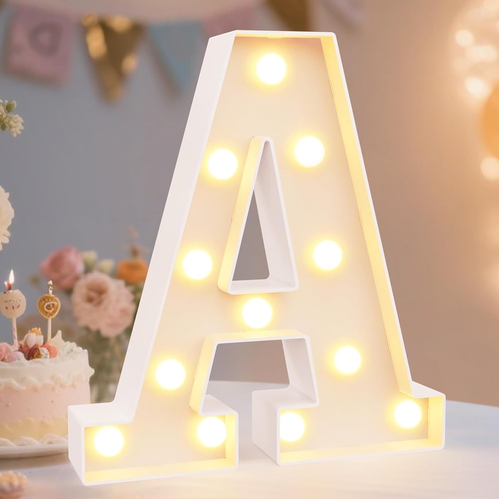 Pooqla LED Marquee Letter Lights Sign, Light Up Alphabet Letter for Home Party Wedding Decoration A (One Size)