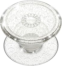 PopSockets Translucent Phone Grip with Expanding Kickstand, PopSockets for Phone, Adhesive Grip, Translucent PopGrip - Clear Glitter Silver (One Size)