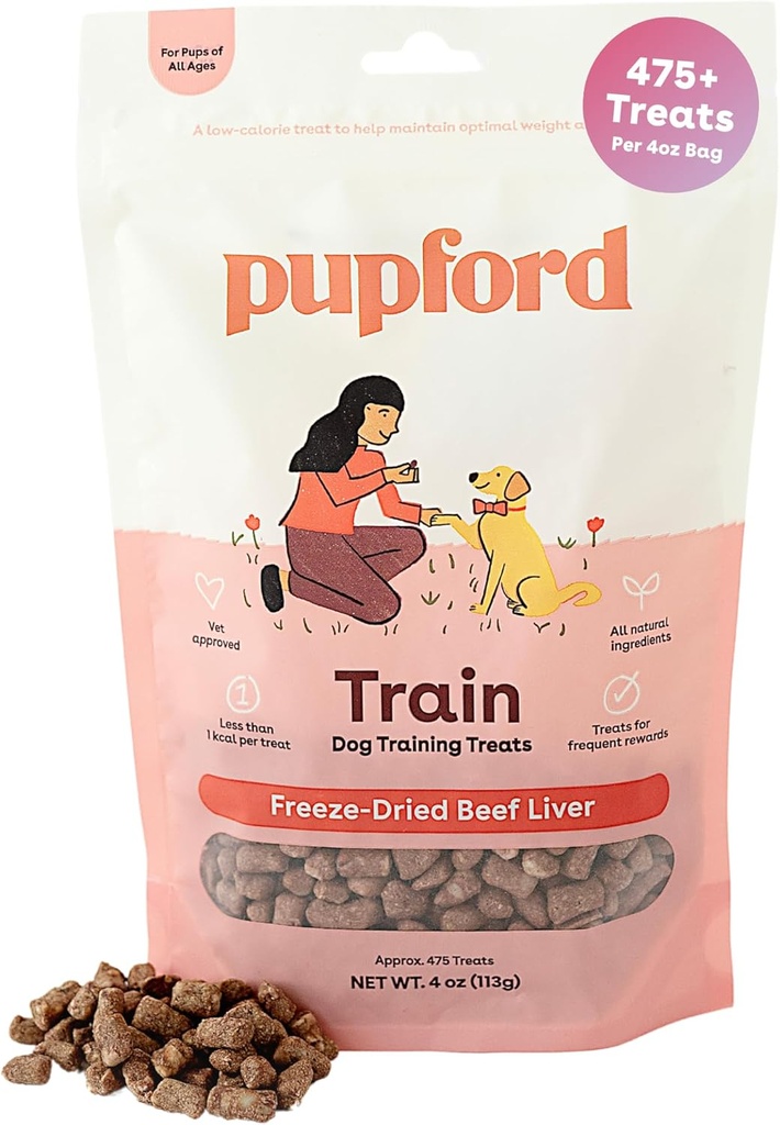 Pupford Freeze Dried Training Treats for Dogs & Puppies, 475+ Three Ingredient Bites (Beef Liver, 4 oz) (One Size)