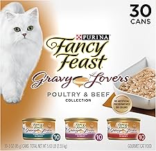 Purina Fancy Feast Gravy Lovers Poultry and Beef Grilled Gourmet Wet Cat Food Variety Pack - (Pack of 30) 3 oz. Cans (One Size)