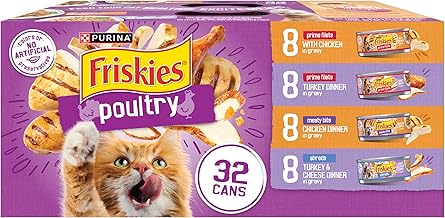 Purina Friskies Gravy Wet Cat Food Variety Pack, Poultry Shreds, Meaty Bits and Prime Filets - (Pack of 32) 5.5 oz. Cans (One Size)