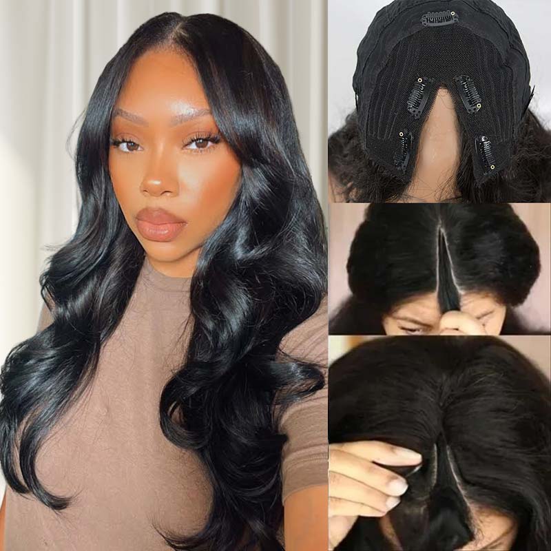 QVR Beginner Friendly V Part Body Wave Human Hair Wig (One Size)