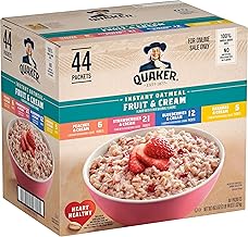 Quaker Instant Oatmeal Fruit & Cream Variety Pack, Single Serve Packets, (44 Pack) (One Size)