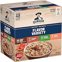 Quaker Instant Oatmeal, 4 Flavor Variety Pack, Individual Packets, 48 Count (One Size)