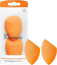 Real Techniques Miracle Complexion Sponge, Beauty Sponge For Makeup Blending & Foundation Application, Full Coverage, Streak-Free Professional Makeup Tool, Cruelty Free, Vegan, Latex Free, 2 Count (One Size)