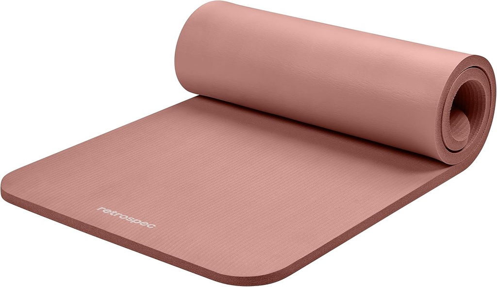 Retrospec Solana Yoga Mat 1" Thick w/Nylon Strap for Men & Women - Non Slip Exercise Mat for Home Yoga, Pilates, Stretching, Floor & Fitness Workouts (One Size)
