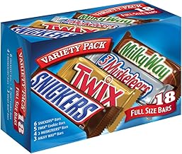 SNICKERS, TWIX, MILKY WAY & 3 MUSKETEERS Individually Wrapped Variety Pack Full Size Milk Chocolate Candy Bars Bulk Assortment, 33.31 oz, 18 Bars