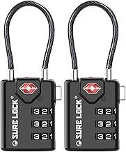 SURE LOCK TSA Compatible Travel Luggage Locks, Inspection Indicator, Easy Read Dials - 2 pack (One Size)