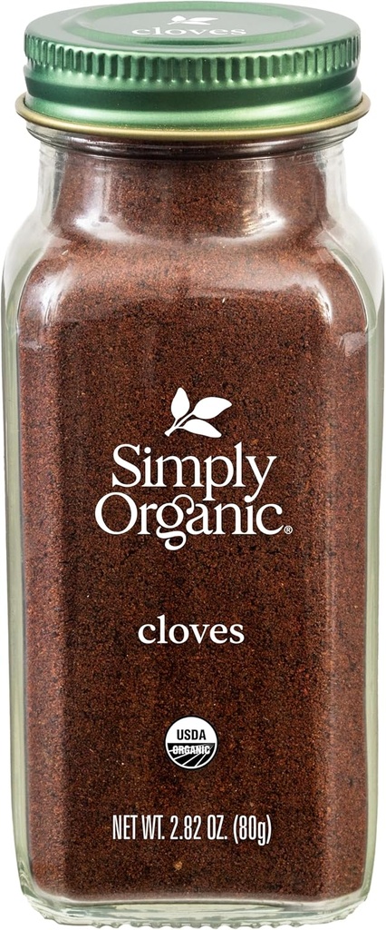 Simply Organic Ground Cloves 2.82 Ounce Jar, Pure Organic Ground Cloves, Kosher, Pungent Warm Aroma, Bittersweet & Spicy (One Size)
