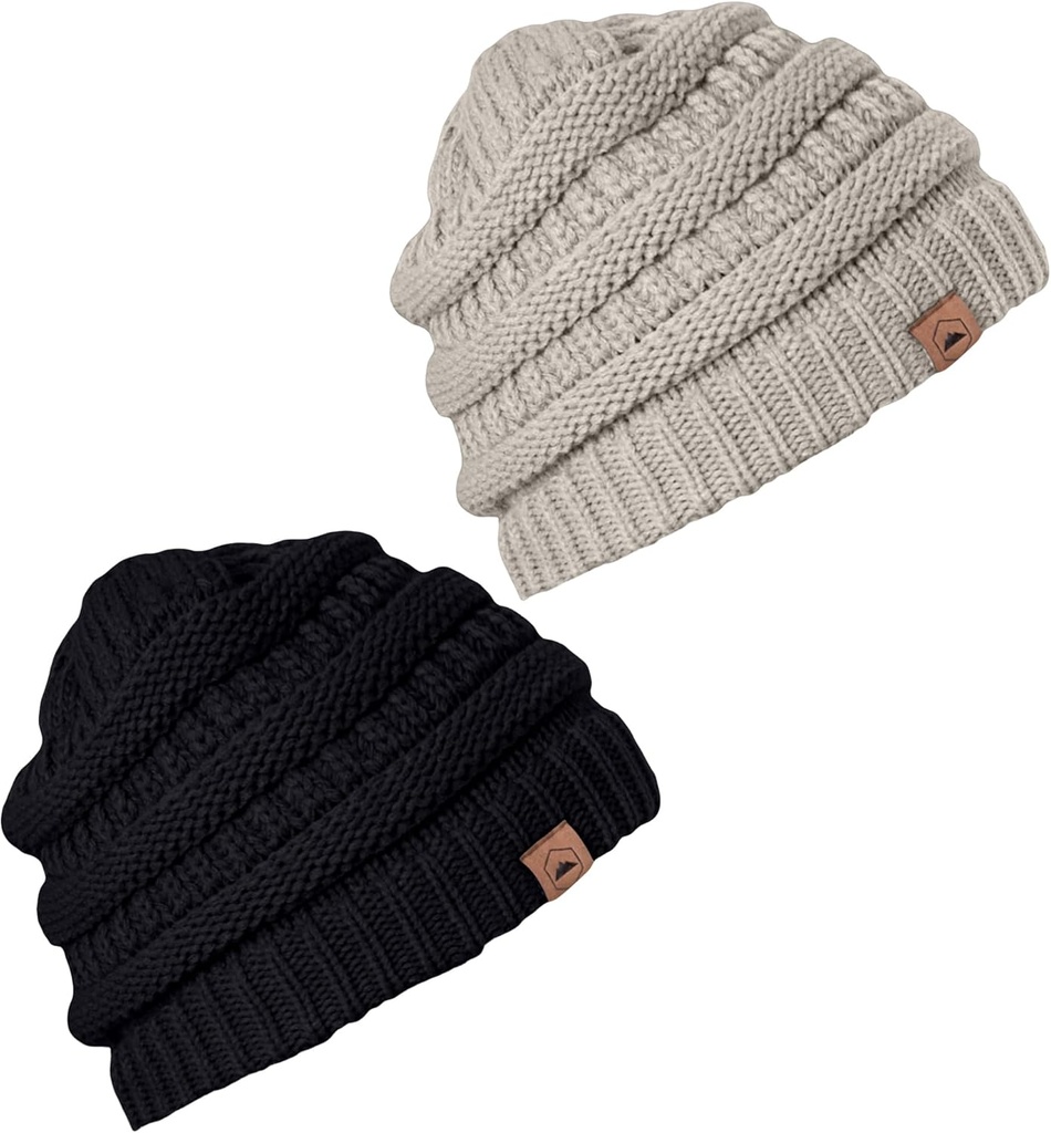 Slouchy Beanie Hat - Cable Knit Beanies - Itch-Free Winter Hats for Women - Durable Acrylic Winter Essentials (One Size)