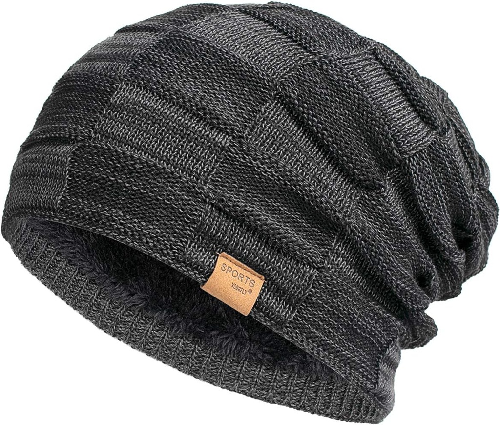 Slouchy Beanie for Men Winter Hats for Guys Cool Beanies Mens Lined Knit Warm Thick Skully Stocking Binie Hat (One Size)