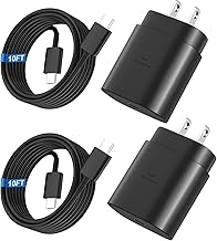 Super Fast Charger Type C, 25W USB C Wall Charger Fast Charging for Samsung Galaxy S26 Ultra/S26/S26+/S25 Ultra/S25/24 Ultra/S24/S23 Ultra/S22 Ultra with 10FT Long Android Type C Charger Cable 2Pack (One Size)