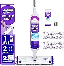 Swiffer PowerMop Multi-Surface Mop Kit for Floor Cleaning, Fresh Scent, Mopping Kit Includes PowerMop, 2 Mopping Pad Refills, 1 Floor Cleaning Solution with Fresh Scent and 2 Batteries (One Size)