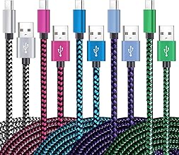Teeind USB Type C Cable Fast Charging, Tpc001 5 Pack(6Ft 3A) Braided C Charger Cables Compatible with Samsung S10e/note 9/s10/s9/s8 Plus/A80/A50/A20 (One Size)