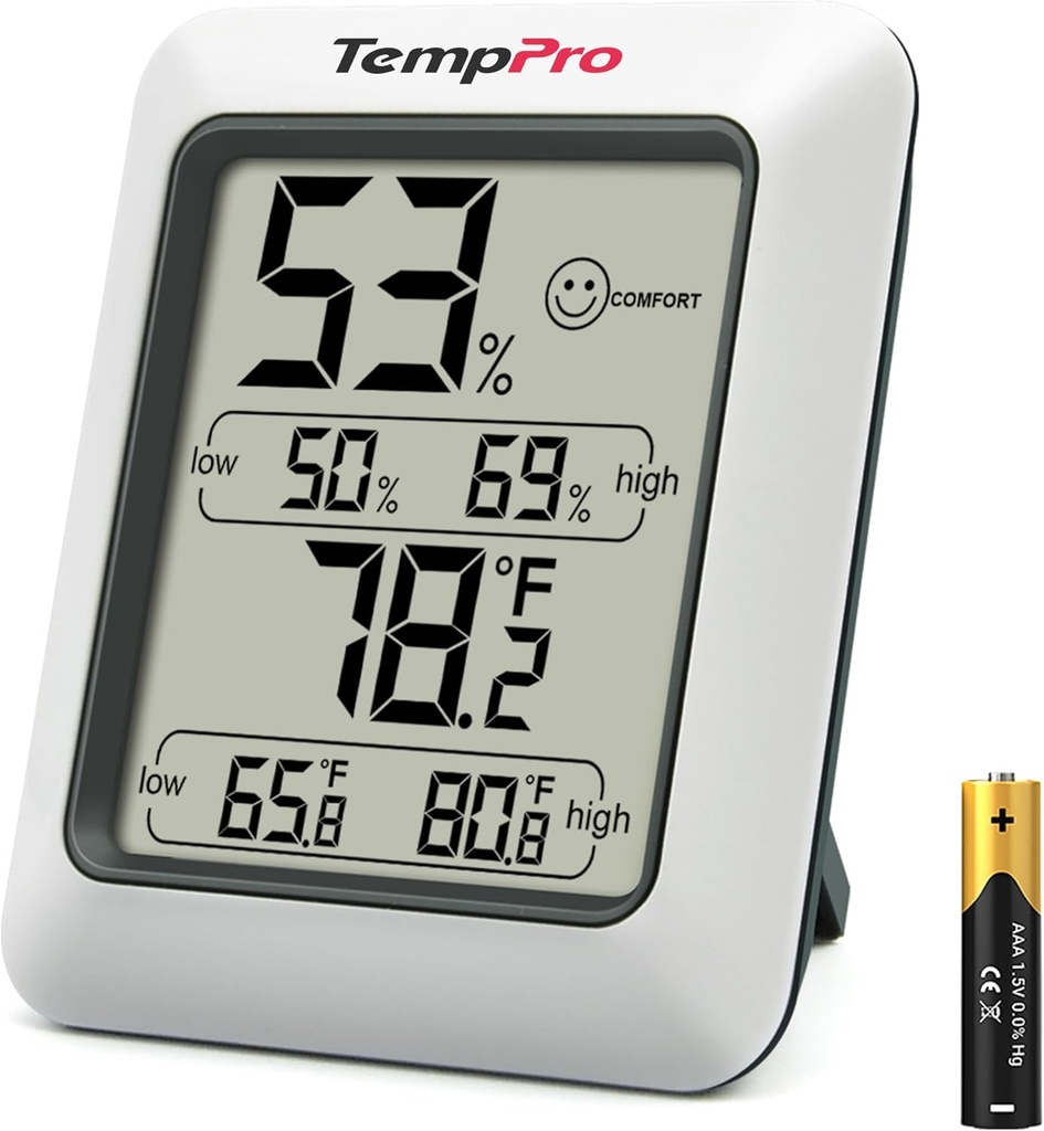 TempPro TP50 Digital Hygrometer Indoor Thermometer Room Thermometer and Humidity Gauge with Temperature Humidity Monitor(Previously ThermoPro) (One Size)