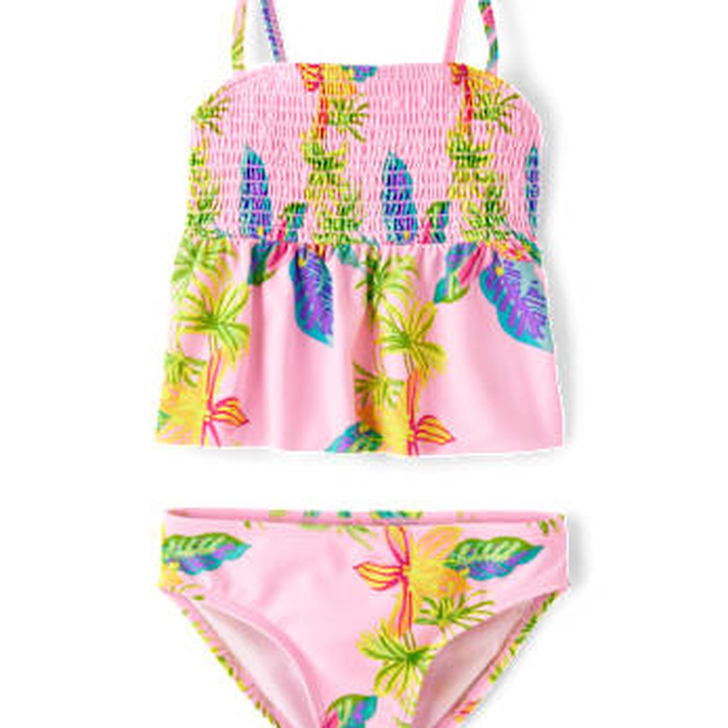 The Children's Place Girls Print Smocked Tankini Swimsuit