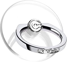 Transparent Phone Ring Holder Grip - EI Sonador Clear Cell Phone Ring Stand Holder Finger Grip Kickstand 360° Rotation, Compatible with Most of Phones, Tablets and Case (2 Silver Diamond) (One Size)