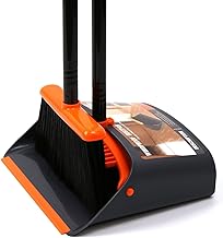 TreeLen Broom and Dustpan Set with 52" Long Handle for Home Kitchen Room Office Lobby Floor Use Upright Stand Up Stand Up Broom with Dustpan Combo (One Size)