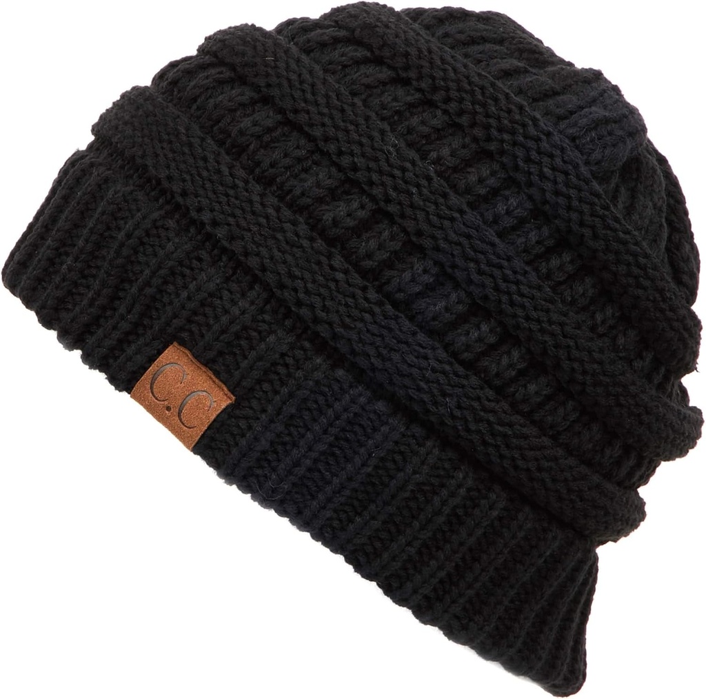 Trendy Warm Chunky Soft Stretch Cable Knit Beanie (One Size)