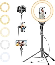 UBeesize 12'' LED Ring Light with 62'' Tripod Stand, Selfie Ring Light for Video Recording, Live Streaming, TikTok & YouTube, Compatible with iPhone & Android (Black) (One Size)